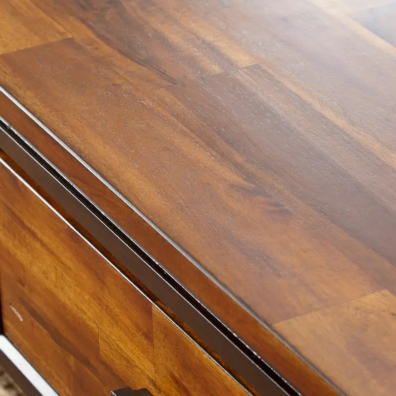 Table basse en bois d'acacia bicolore avec tiroirs Brun Cerise