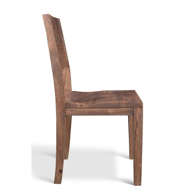 Chaise de salle à manger en bois d'acacia massif, style rustique et minimaliste, finition noyer miel