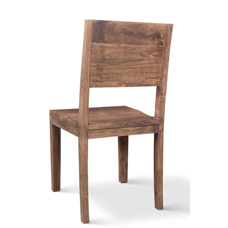Chaise de salle à manger en bois d'acacia massif, style rustique et minimaliste, finition noyer miel