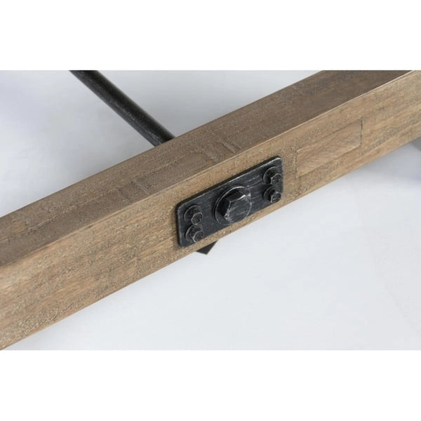 Banc de salle à manger en bois massif de pin recyclé brun vieilli avec accents métalliques