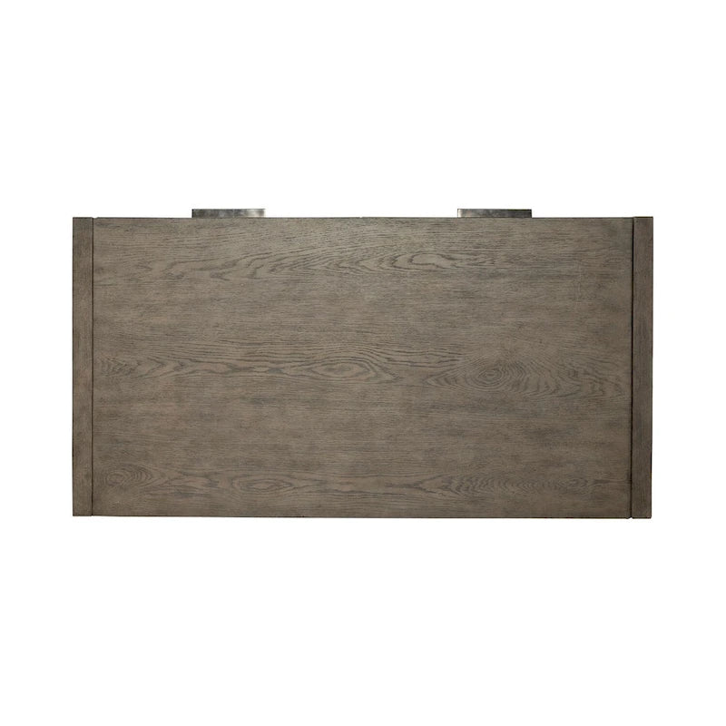 Table basse taupe poussiéreuse avec tiroirs et étagère inférieure