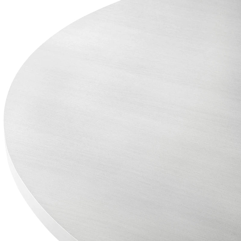 Table à manger ronde blanche moderne avec piètement croisé en tréteau