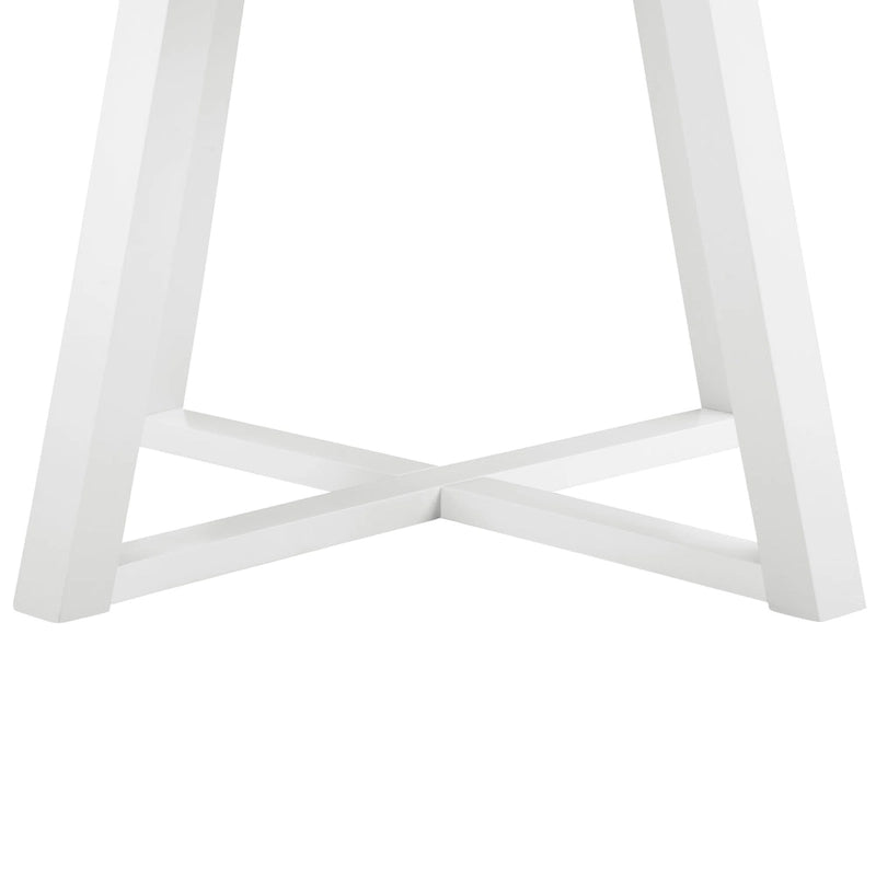 Table à manger ronde blanche moderne avec piètement croisé en tréteau