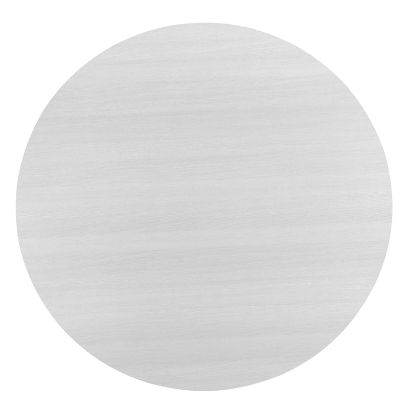 Table à manger ronde blanche moderne avec piètement croisé en tréteau