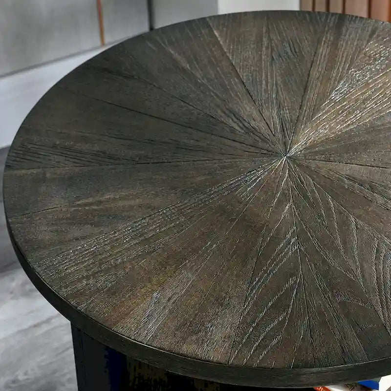 Table d'appoint ronde en métal à 2 niveaux avec étagère de rangement, noire