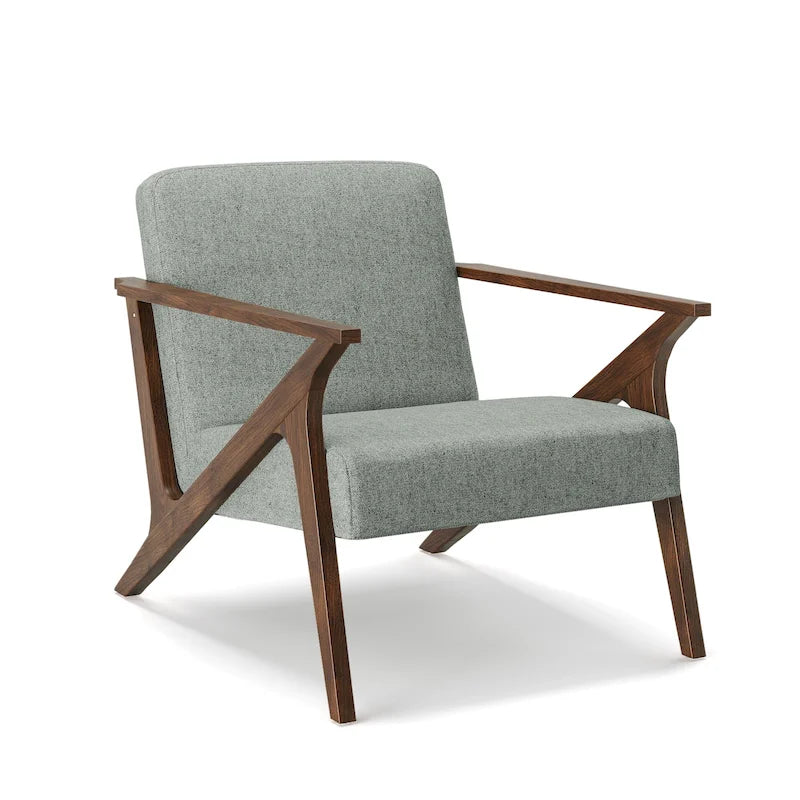 Fauteuil d'appoint rembourré à cadre en bois massif style Mid-Century Modern
