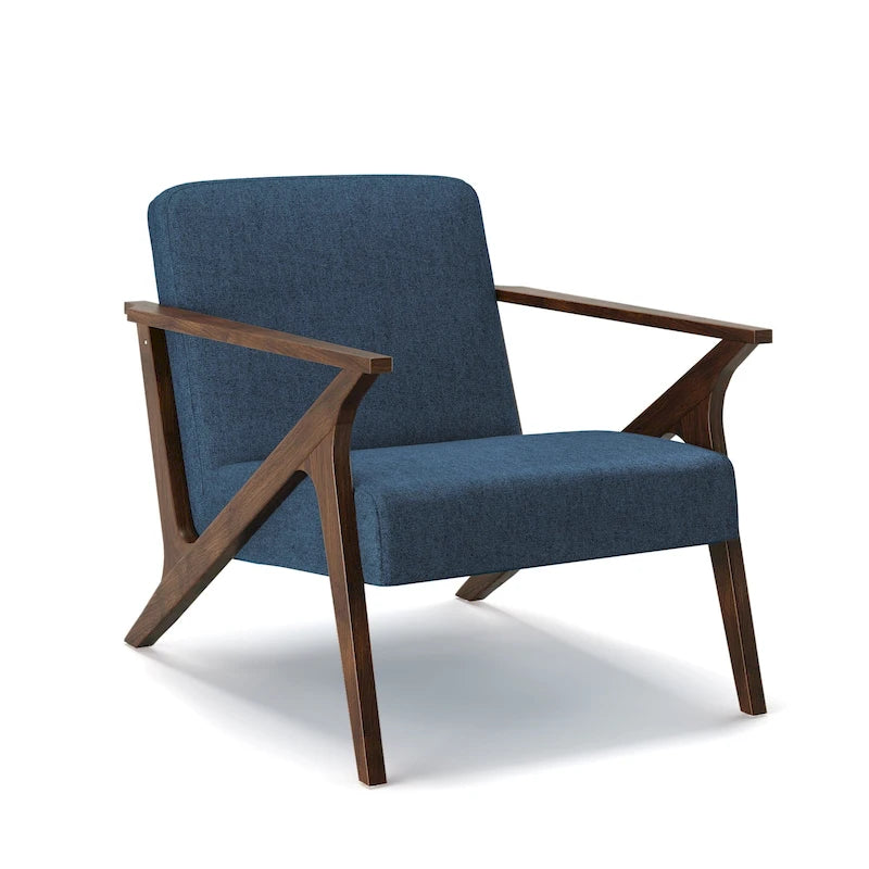 Fauteuil d'appoint rembourré à cadre en bois massif style Mid-Century Modern