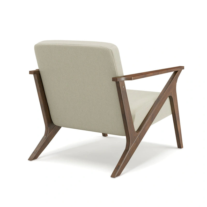 Fauteuil d'appoint rembourré à cadre en bois massif style Mid-Century Modern
