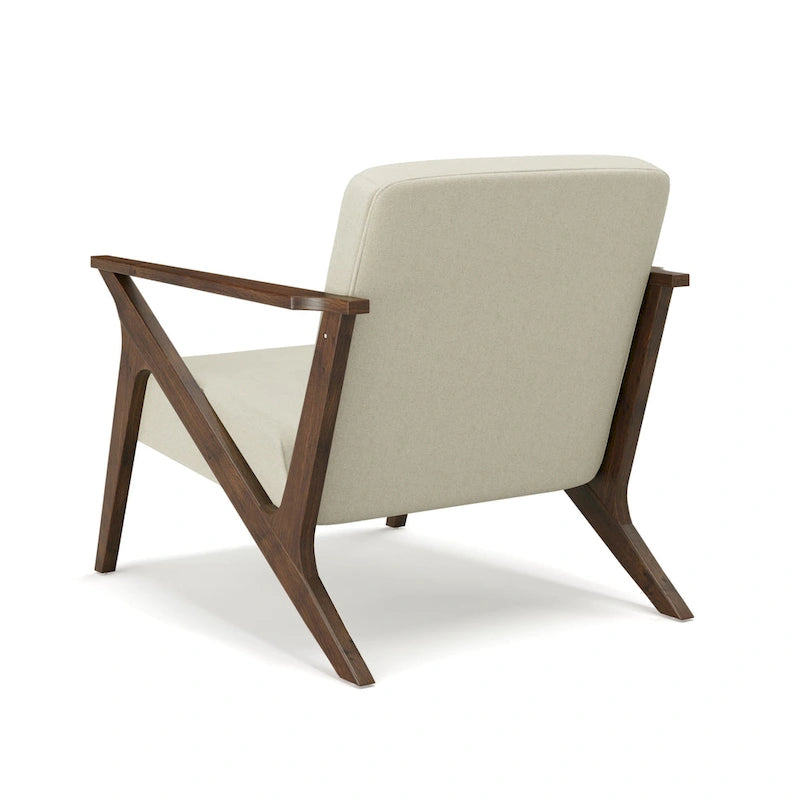 Fauteuil d'appoint rembourré à cadre en bois massif style Mid-Century Modern