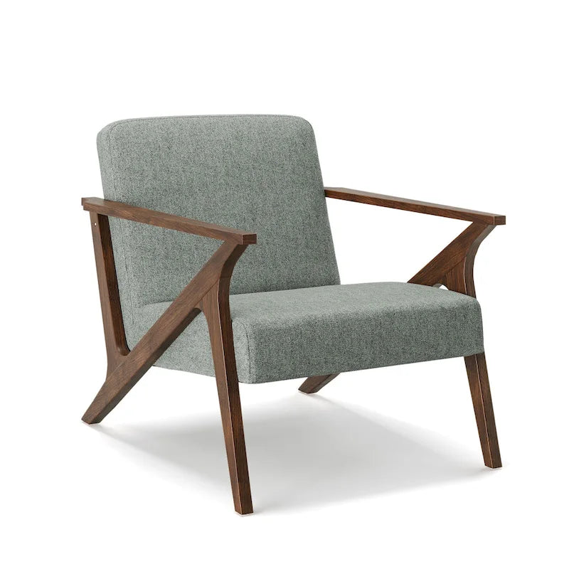 Fauteuil d'appoint rembourré à cadre en bois massif style Mid-Century Modern