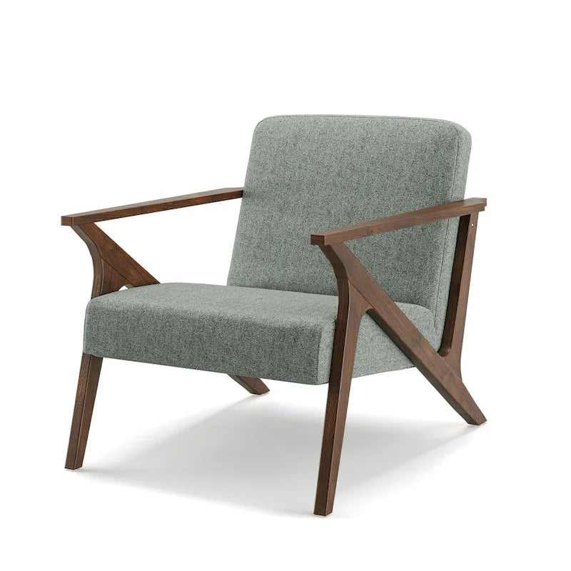 Fauteuil d'appoint rembourré à cadre en bois massif style Mid-Century Modern
