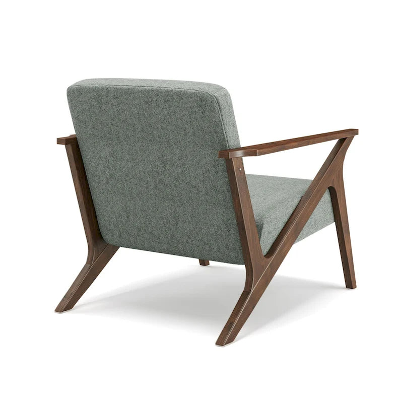 Fauteuil d'appoint rembourré à cadre en bois massif style Mid-Century Modern