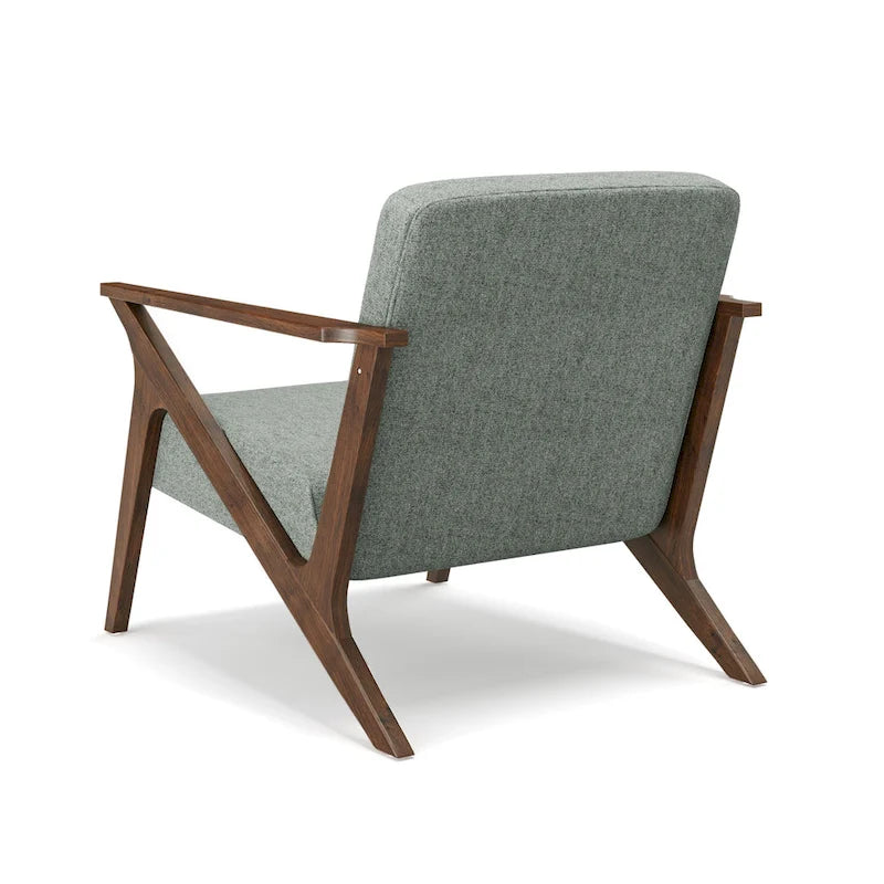 Fauteuil d'appoint rembourré à cadre en bois massif style Mid-Century Modern