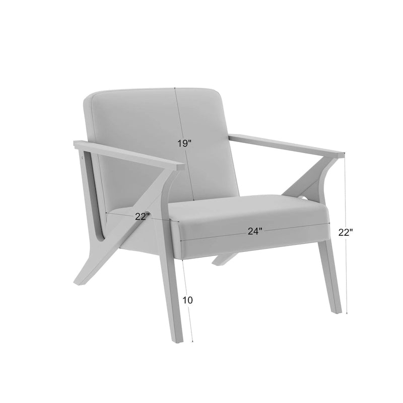 Fauteuil d'appoint rembourré à cadre en bois massif style Mid-Century Modern