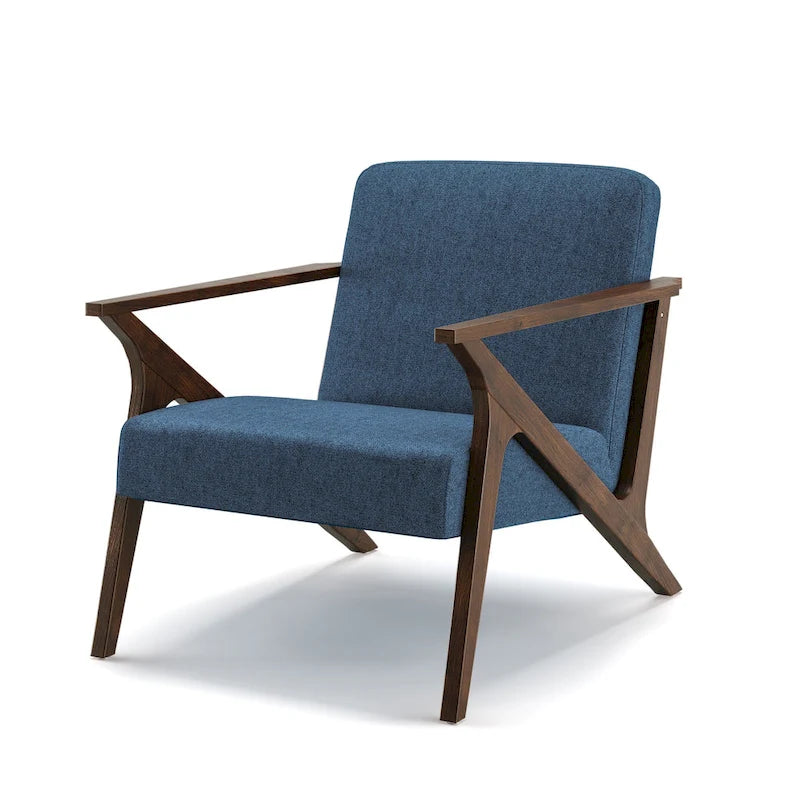 Fauteuil d'appoint rembourré à cadre en bois massif style Mid-Century Modern