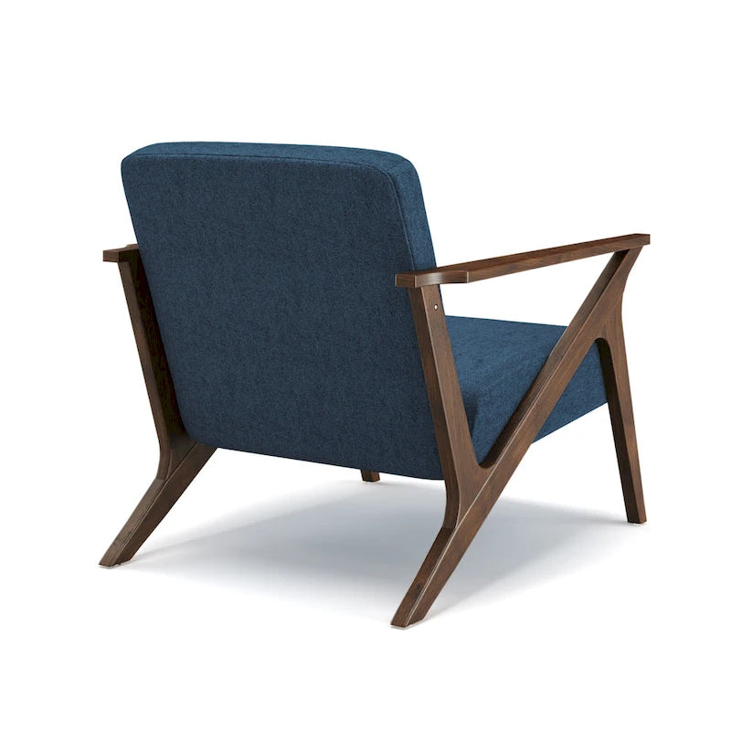 Fauteuil d'appoint rembourré à cadre en bois massif style Mid-Century Modern