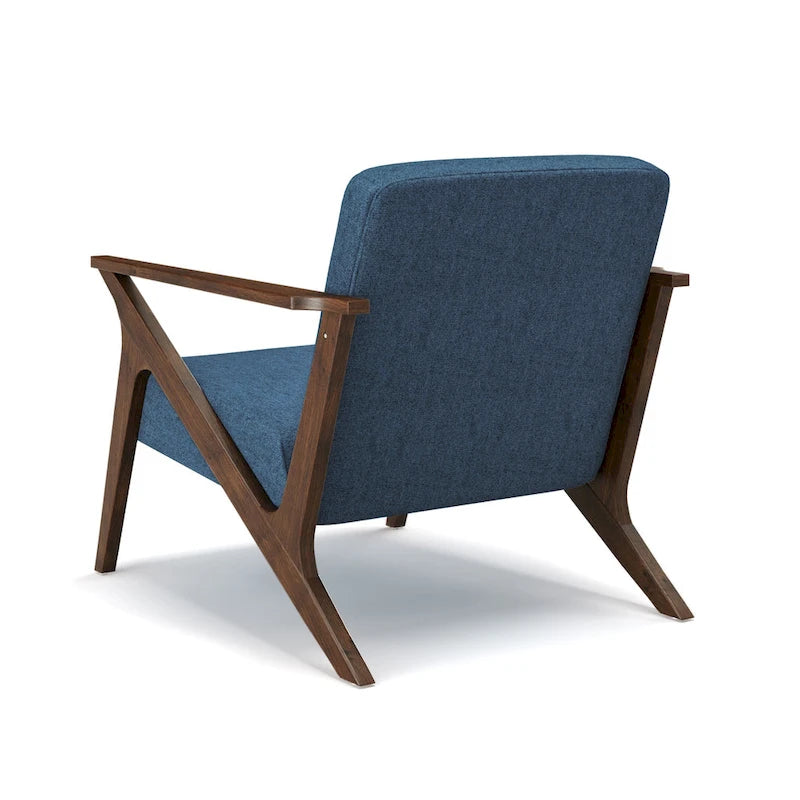 Fauteuil d'appoint rembourré à cadre en bois massif style Mid-Century Modern