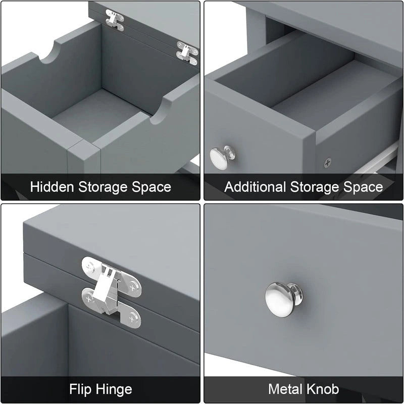 Table d'appoint à plateau relevable en X avec tiroir et étagère ouverte, blanc