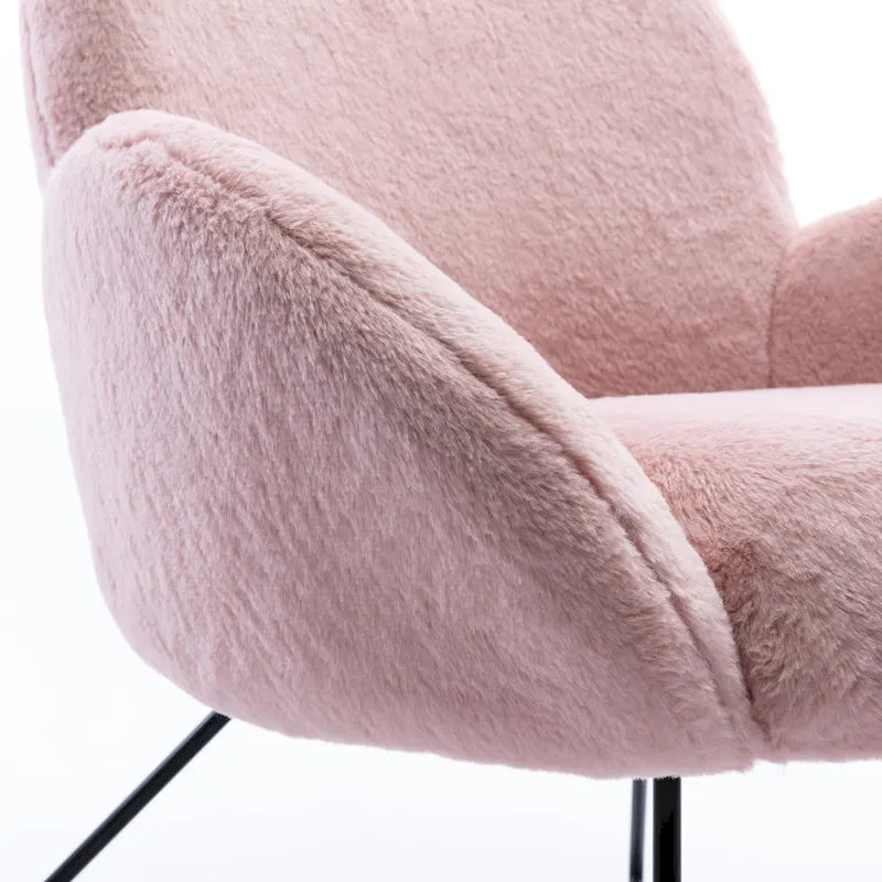 Fauteuil d'appoint moderne en polaire bouclette avec piètement croisé en métal