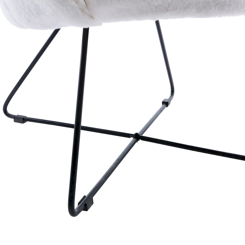 Fauteuil d'appoint moderne en polaire bouclette avec piètement croisé en métal