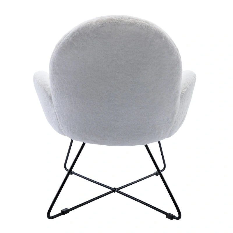 Fauteuil d'appoint moderne en polaire bouclette avec piètement croisé en métal