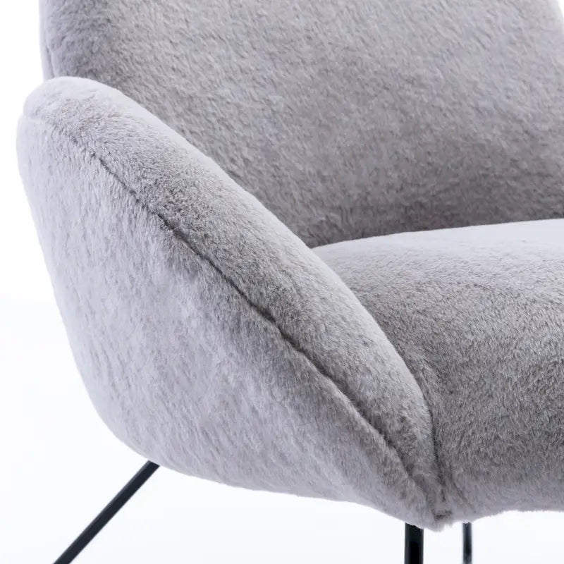 Fauteuil d'appoint moderne en polaire bouclette avec piètement croisé en métal
