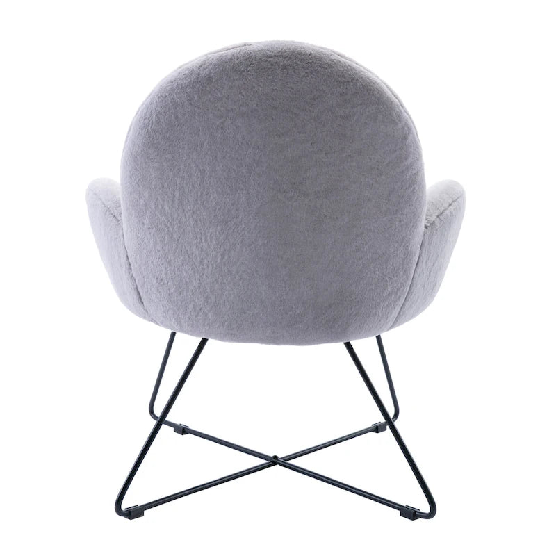 Fauteuil d'appoint moderne en polaire bouclette avec piètement croisé en métal