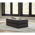 Grand pouf d'appoint en cuir véritable pour salon Onyx Glacier