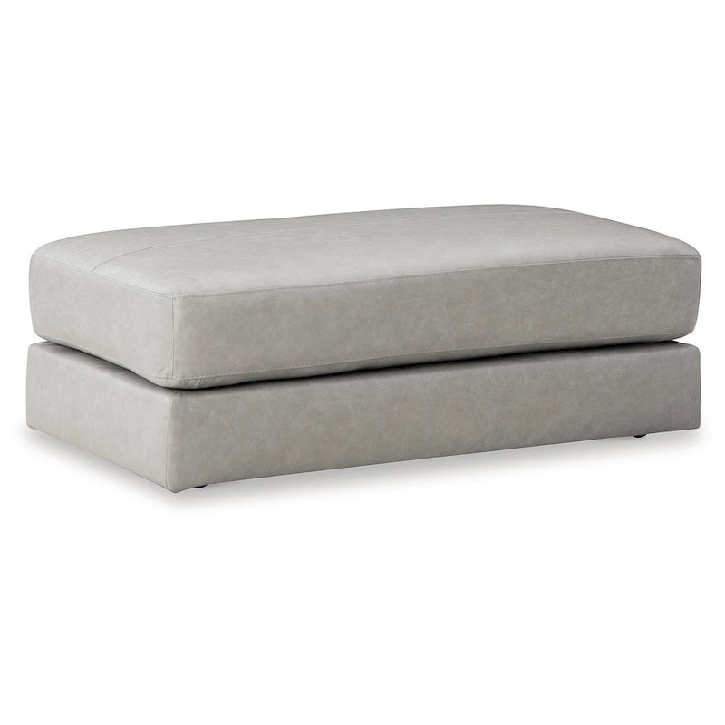 Grand pouf d'appoint en cuir véritable pour salon Onyx Glacier