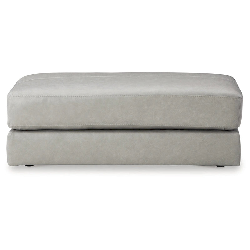 Grand pouf d'appoint en cuir véritable pour salon Onyx Glacier