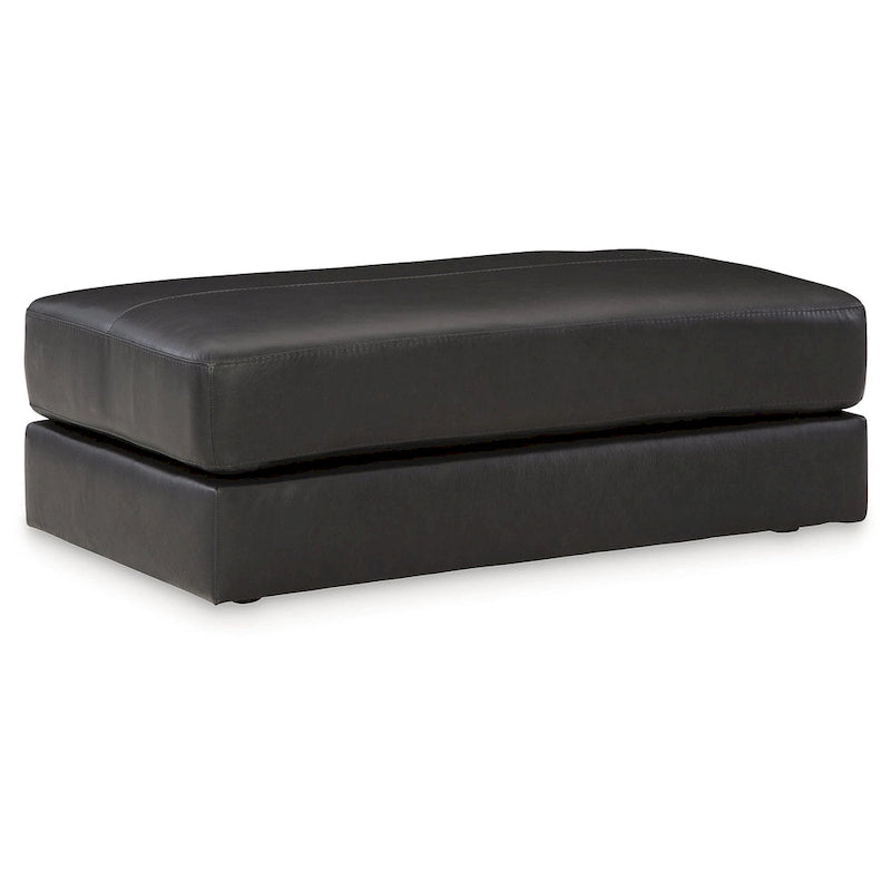 Grand pouf d'appoint en cuir véritable pour salon Onyx Glacier