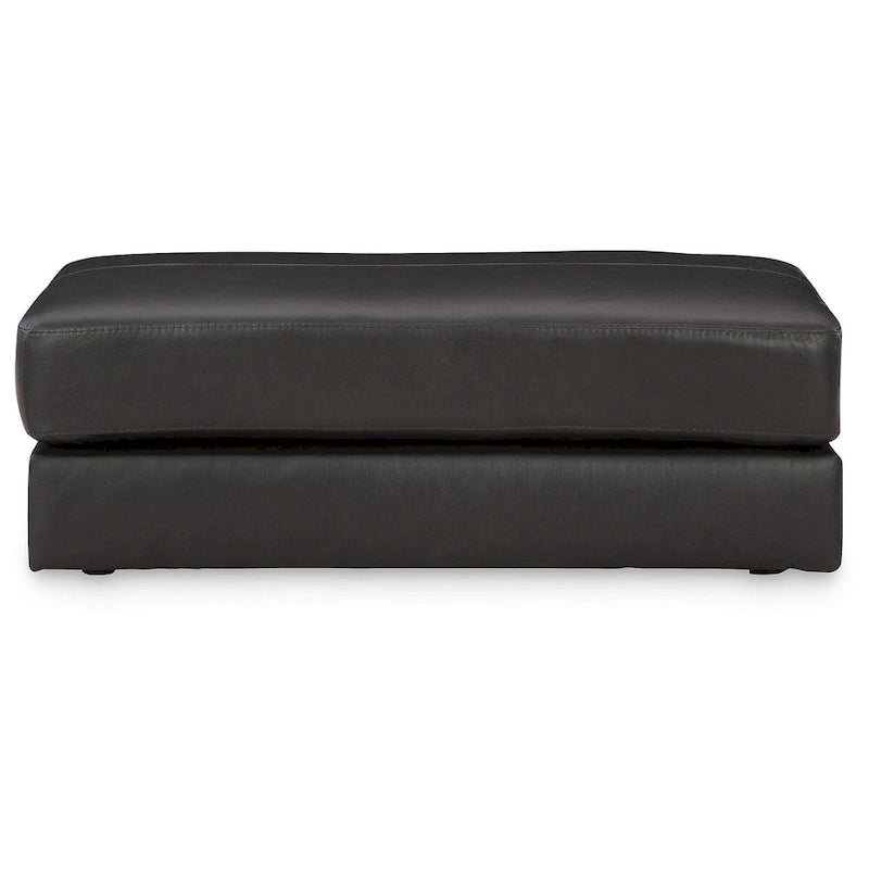 Grand pouf d'appoint en cuir véritable pour salon Onyx Glacier