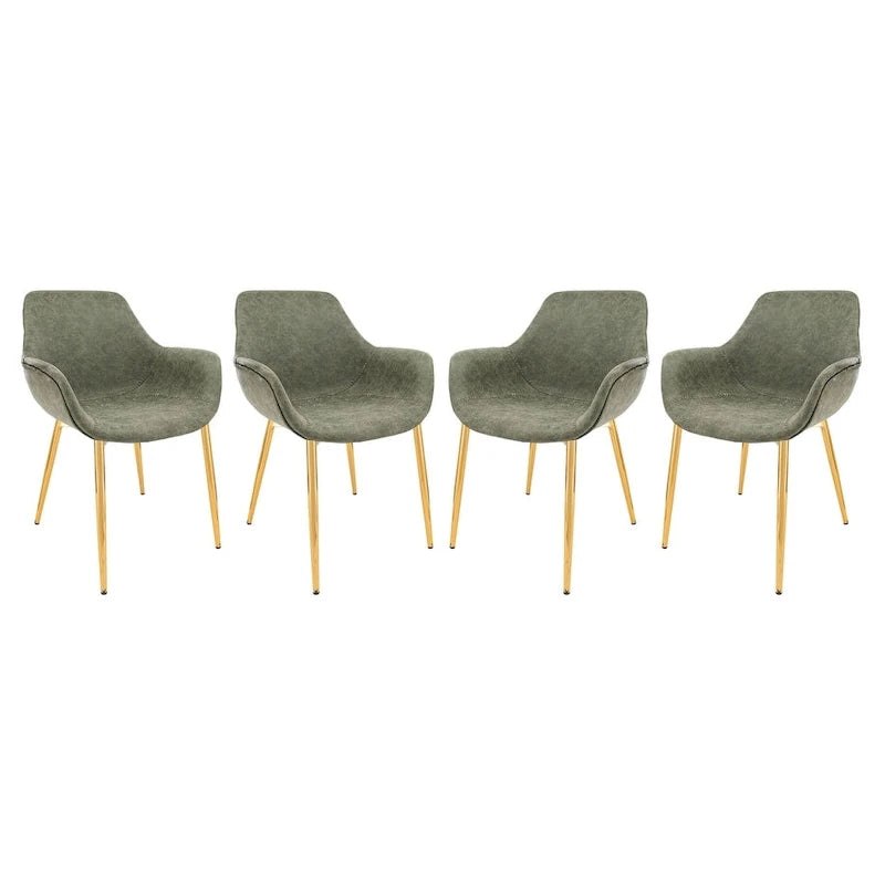 Fauteuil de salle à manger moderne en cuir vieilli avec pieds en fer thermolaqué