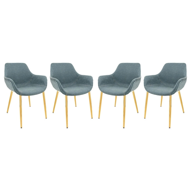 Fauteuil de salle à manger moderne en cuir vieilli avec pieds en fer thermolaqué