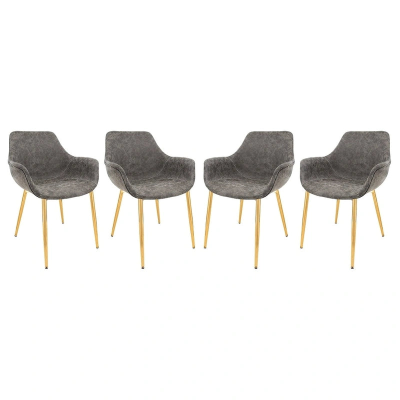 Fauteuil de salle à manger moderne en cuir vieilli avec pieds en fer thermolaqué