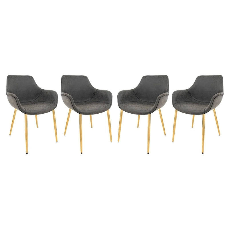 Fauteuil de salle à manger moderne en cuir vieilli avec pieds en fer thermolaqué
