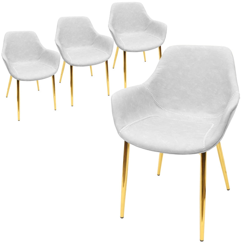 Fauteuil de salle à manger moderne en cuir vieilli avec pieds en fer thermolaqué