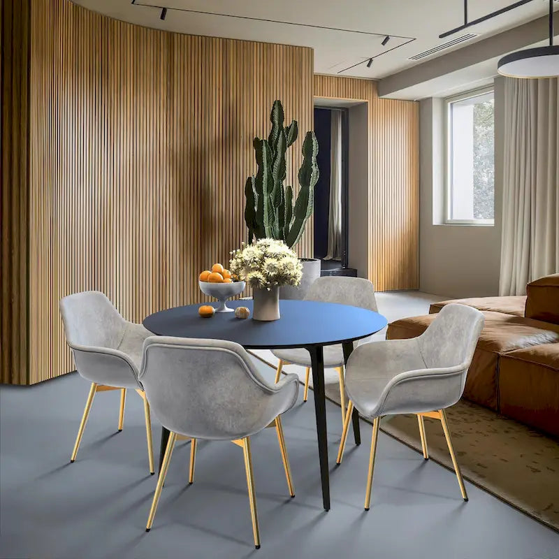 Fauteuil de salle à manger moderne en cuir vieilli avec pieds en fer thermolaqué