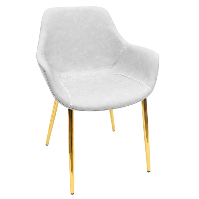 Fauteuil de salle à manger moderne en cuir vieilli avec pieds en fer thermolaqué