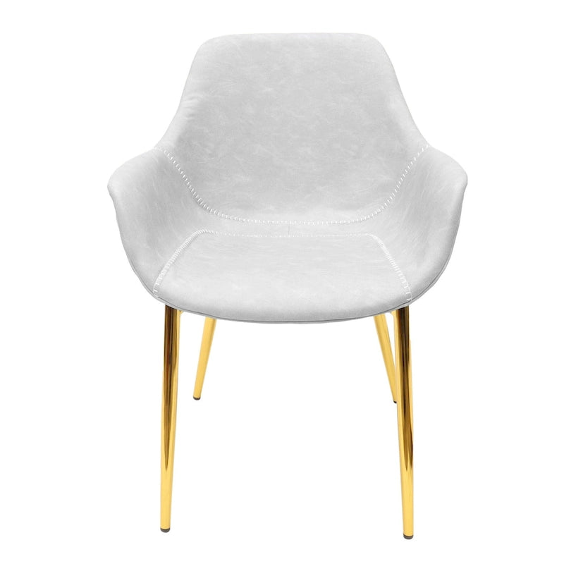 Fauteuil de salle à manger moderne en cuir vieilli avec pieds en fer thermolaqué