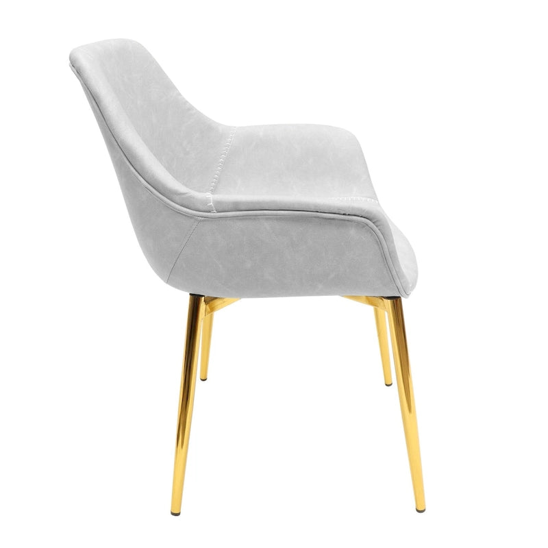 Fauteuil de salle à manger moderne en cuir vieilli avec pieds en fer thermolaqué