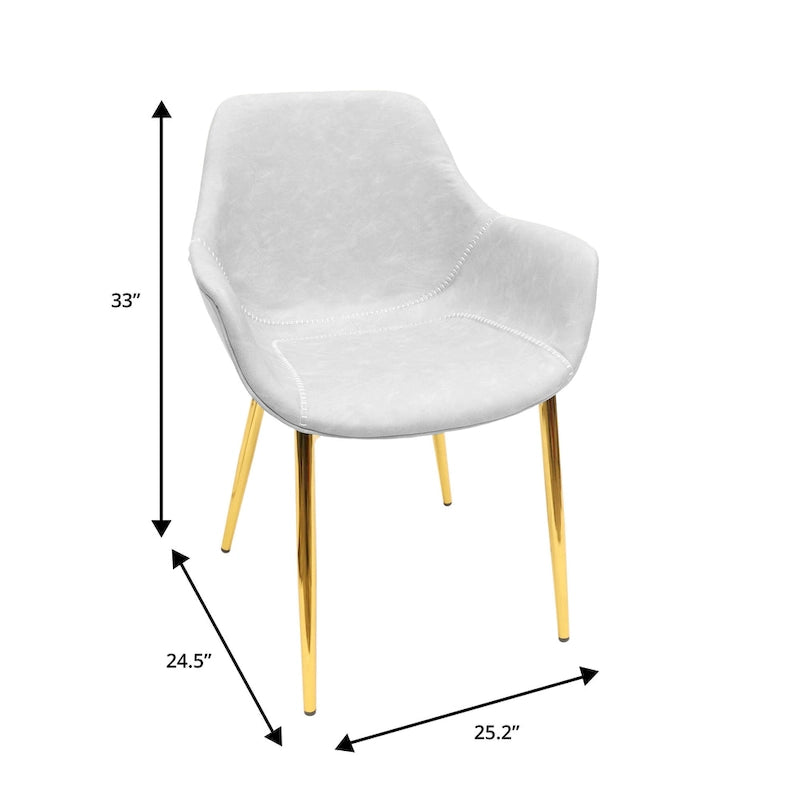 Fauteuil de salle à manger moderne en cuir vieilli avec pieds en fer thermolaqué