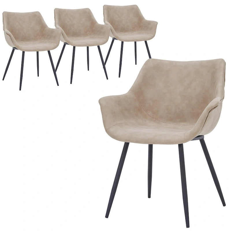 Fauteuil de salle à manger moderne en cuir vieilli avec pieds en fer thermolaqué