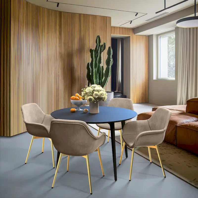 Fauteuil de salle à manger moderne en cuir vieilli avec pieds en fer thermolaqué