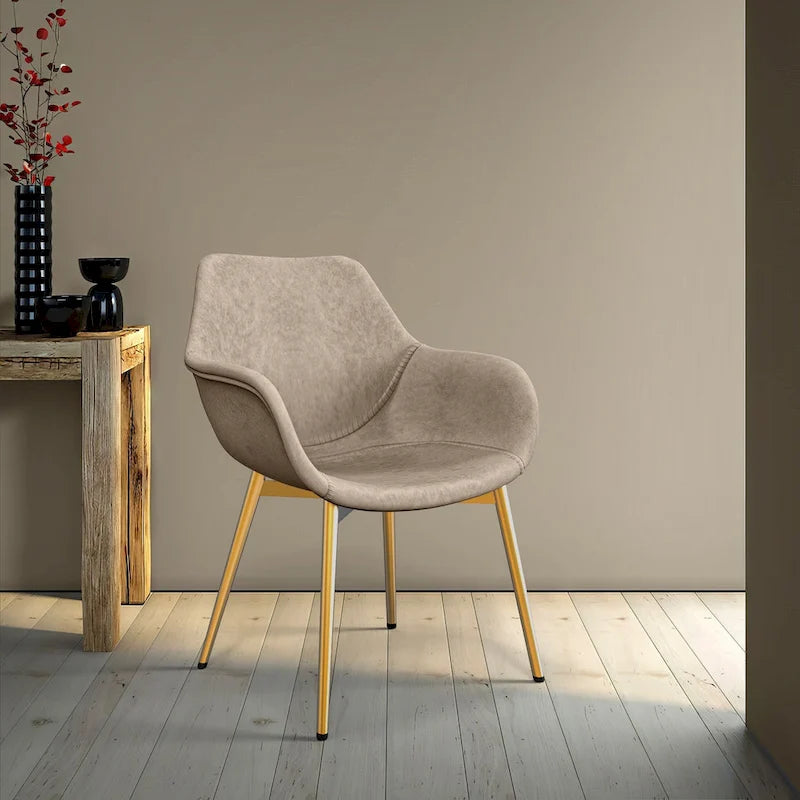 Fauteuil de salle à manger moderne en cuir vieilli avec pieds en fer thermolaqué