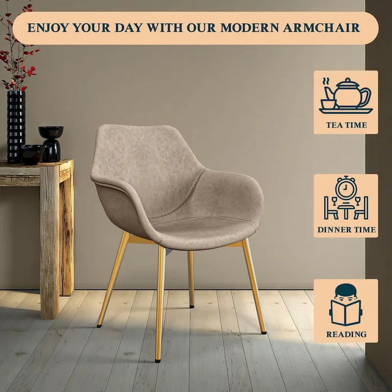 Fauteuil de salle à manger moderne en cuir vieilli avec pieds en fer thermolaqué