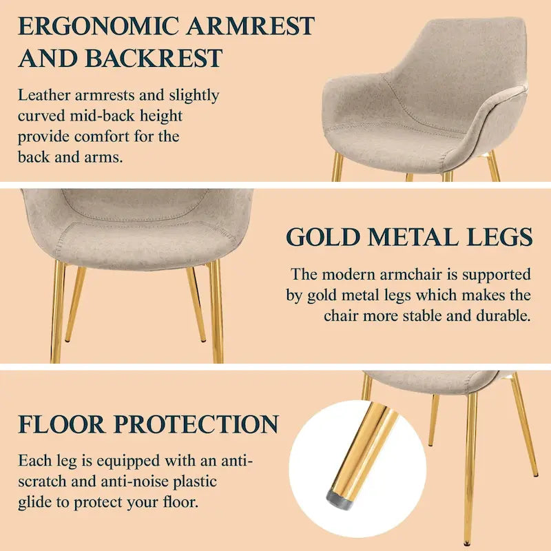 Fauteuil de salle à manger moderne en cuir vieilli avec pieds en fer thermolaqué