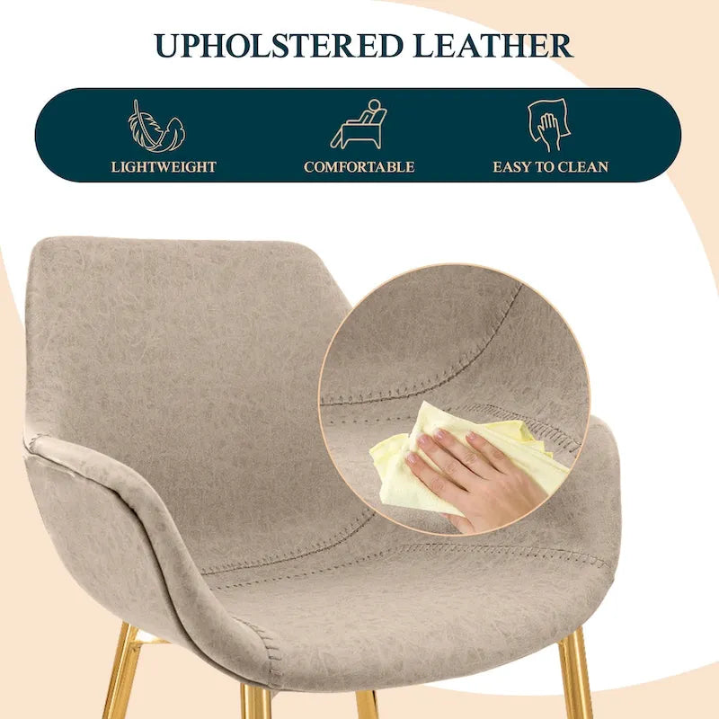 Fauteuil de salle à manger moderne en cuir vieilli avec pieds en fer thermolaqué