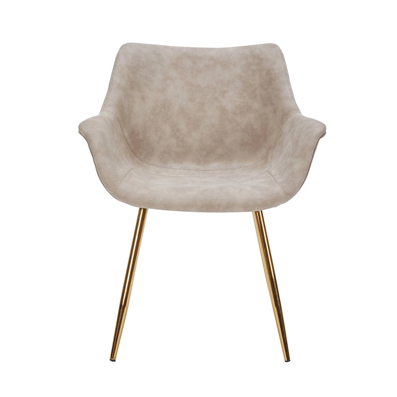 Fauteuil de salle à manger moderne en cuir vieilli avec pieds en fer thermolaqué