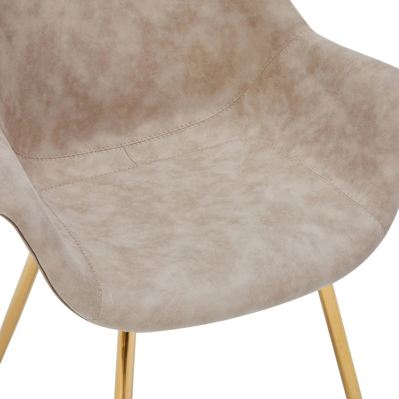 Fauteuil de salle à manger moderne en cuir vieilli avec pieds en fer thermolaqué